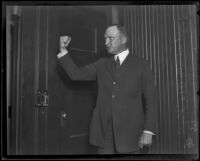 Asa Keyes, district attorney of Los Angeles County, striking a pose, Los Angeles, 1923-1928