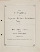 [Contract with Isadora Duncan and Direktion Vereinigter Künste], [no year] November