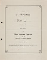 [Standard contract for Isadora Duncan and Direktion Vereinigter Künste], 1906