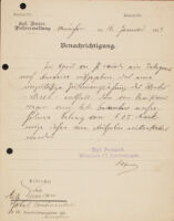 Benachrichtigung, 1904 January 16