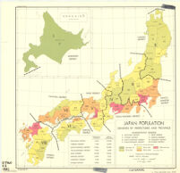 Japan: population densities by prefectures and province