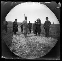 Director of a model farm showing a party of visitors around including U. S. consul Milo A. Jewett, Sivas vicinity, Turkey, 1891