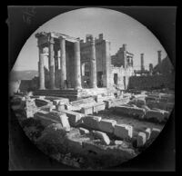 Thomas Allen and William Sachtleben with their bicycles in the portico of the Erechtheum, Athens, 1891