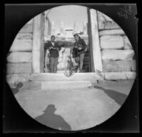 William Sachtleben and Thomas Allen leaving the Acropolis at the Beulé Gate, Athens, 1891