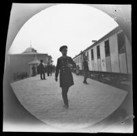 Train station platform on the Transcaspian railway as seen by William Sachtleben, Türkmenabat, Turkmenistan, 1891