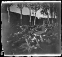 Armenian massacre victims laid out in the Armenian Gregorian Cemetery, Erzurum, Turkey, 1895