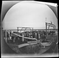 Unloading of camels from the ferry over the Syr Darya river, Chinaz, Uzbekistan, 1891