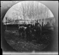 William Sachtleben and Seewald next to a carriage just before their departure for London, Tashkent, Uzbekistan, 1891