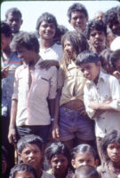 Gangadhar Nagar - children observe the visit of ethnomusicology researchers, Hubli (India), 1984