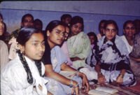 Playback and recording session, Shāhapur village (Belgaum, India), 1984