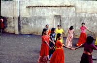 Haḏgā dance demonstration - school girls demonstrate a Haḏgā dance at Mahila Vidyalaya (girls' high school), Belgaum (India), 1984