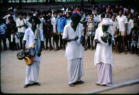 Nāiyāndī Mēḷam ensemble - Karutta Kannan, an unidentified musician and I. P. Kurusāmi, Usilampatty (India), 1984