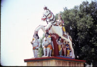 Aiyanar temple guardian statue with a woman astride a horse, Madurai (India : District), 1984