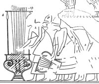 Musicians with lyre,Tomb of Huya, el-Amarna