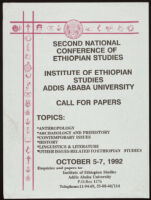 Second National Conference of Ethiopian Studies, Institute of Ethiopian Studies, Addis Ababa University: call for papers