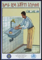 Man washing his hands at a sink [descriptive]