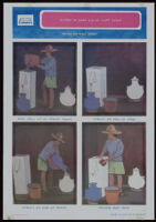 Poster in Amharic with instructional illustrations on how to use a water filter [descriptive]