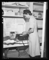 Florence Peters at the office of the Visiting Nurse Association, Los Angeles, 1946