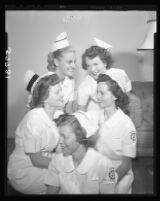Nurses modeling caps at the Methodist Hospital of Southern California, Los Angeles, 1949