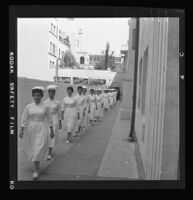 Senior nursing students of Queen of Angels School of Nursing, Cathedral of St. Vibiana, Los Angeles, 1958