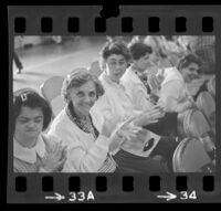 Residents of the Pacific State Hospital at a worship service given by Rev. Patrick Joseph Crowley, Pomona, 1974