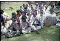 Kota instrumental ensemble plays a ten-beat “Dry Funeral Song” at an A. A. Bake playback session, Trichagadi (India), 1984