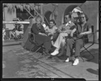 Burton Green, Miles Gray, Dr. John Lordan and Martha Woodin relax poolside at El Mirador, Palm Springs, circa 1936