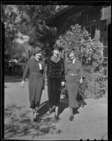 Women's Breakfast Club members, Dorothy Paonessa, Jeannette Brix and Mrs. Herbert Vincent, Los Angeles vicinity, circa 1936