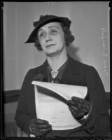 Pearl S. Canfield sues Charles O. Canfield for seven years of back alimony, Los Angeles, 1936