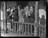 Ladies of Alpha Omicron Pi at their Westwood chapter house, Los Angeles, 1936