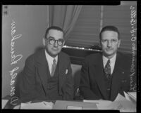 Donald Renshaw, State Director of National Emergency Council, and Lieutenant Commander C. H. Cotter, Los Angeles, 1936