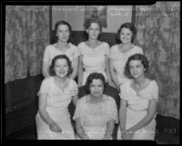 Sisters Bernice, Frances, Marjorie, Edith, Evelyn, and Alice Maxson are all members of the Order of the Eastern Star, Baldwin Park, 1936