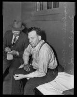 Frank F. Smith after his arrest, with detective P.M. Kunou, El Monte, 1936