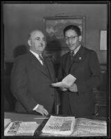 Mayor Shaw and Mexican Consul Alejandro Gómez Maganda, Los Angeles, 1936