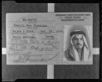 Passport of Khalil Ben El-Raoif, Los Angeles, 1936