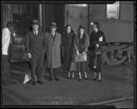 Secretary of the Treasury with his wife Dorothy Mills, Mr. and Mrs. John and Josephine Fell, and his stepdaughter Dorothy Mills, Los Angeles, 1936