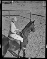 Loma Smith on horseback, Palm Springs, 1936