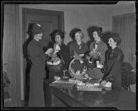 Ebell Club clubwomen pack boxes of candy, Los Angeles vicinity, 1936