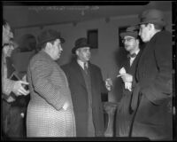 Mexican diplomats congregate in Grand Central Air Terminal, Glendale, 1936