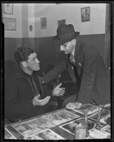 Lin D. Casper is held in police custody with Norris Gilbert Stensland, Los Angeles, 1936