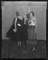 Carolina Lokrantz and Mary Dugue at the Bachelors' Mardi Gras Ball at the Biltmore, Los Angeles, 1936
