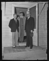 Murder suspect Fred Stettler, Captain Bert Wallis, and Det. Lt. Miles Ledletter, Los Angeles, 1936