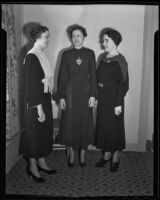 Isabelle Schneiders, Lucille Schneiders, and Genevieve Manning, members of the Young Ladies' Institute, 1936