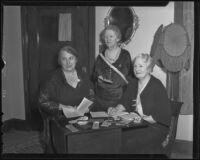 Barbara Whittaker, Mary Stilson, and Virginia Law Hodge, of the Daughters of the American Revolution, Los Angeles, 1936