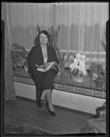 Mrs. Ellsworth (Grace) McGowan, vice president of the Wilshire Women's Club and member of the Breakfast Bridge Club, Los Angeles, 1936