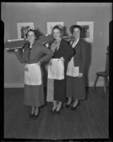 Catherine Sands, Peggy Terry, and Betty Hagerman dressed up as waitresses, Los Angeles, 1936