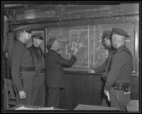 James I. Tucker demonstrates diagram drawing to Sheriff's trainees, Los Angeles, 1935