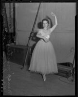 Nancie Monteux dances backstage at the Young People's Concert, Los Angeles, 1935
