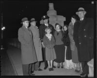 Joseph Willis and Ethel McVey on the night of their wedding, along with Reverend J.H. Price and their families, Pasadena, 1935