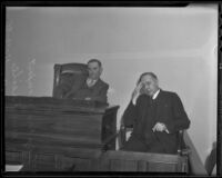 Frank Monfort and Dr. William Freile in court, Los Angeles, 1935